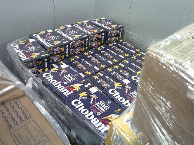 Bulk cases of protein greek yogurt drinks.